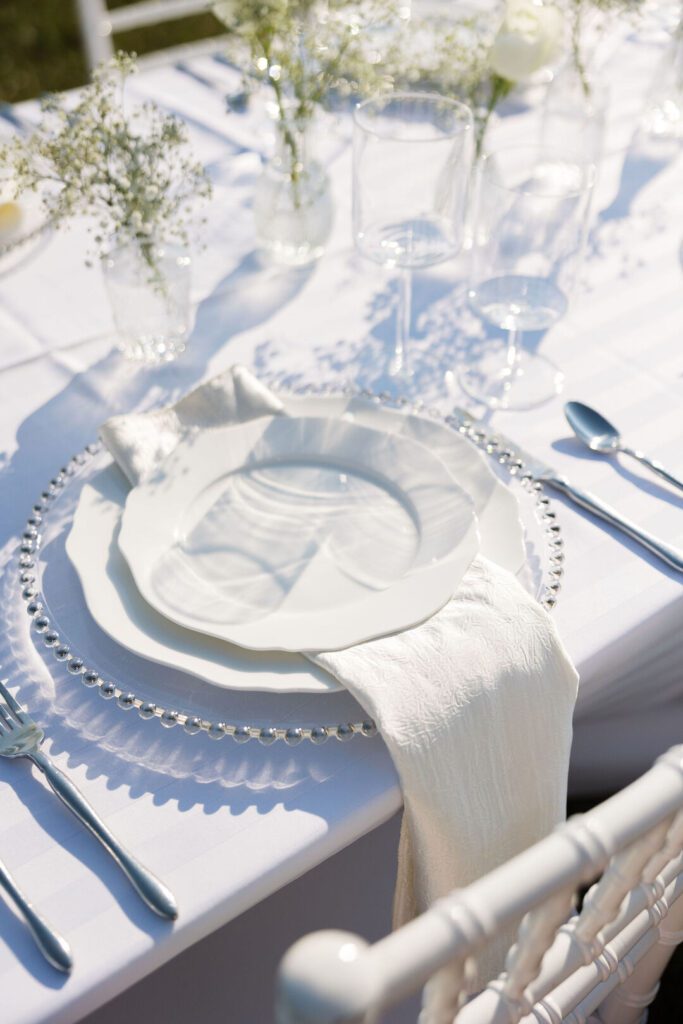 all white wedding table