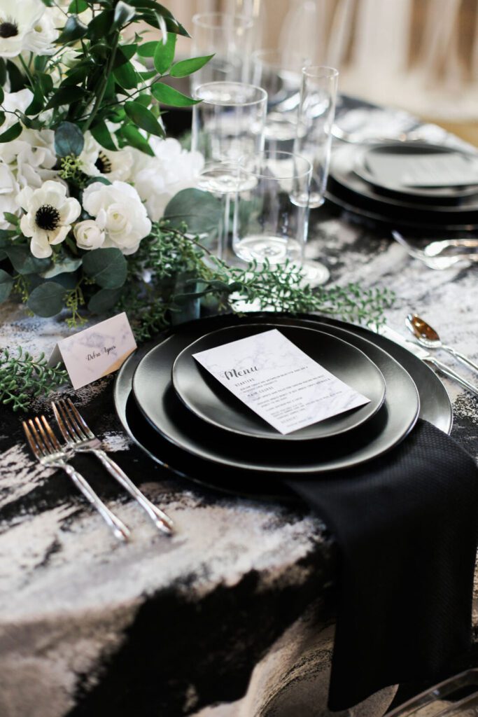 black wedding plate