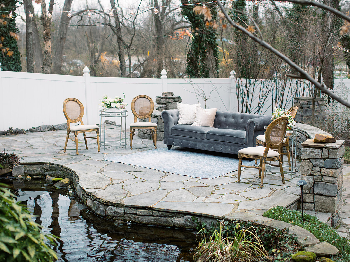 small outdoor lounge area, Sutton sofa