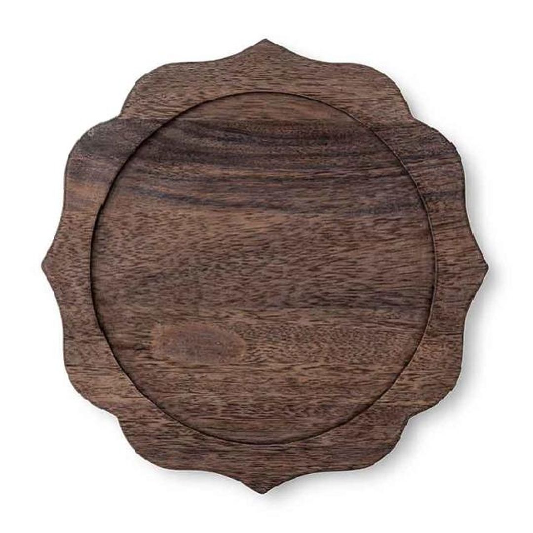 faux wood scalloped charger